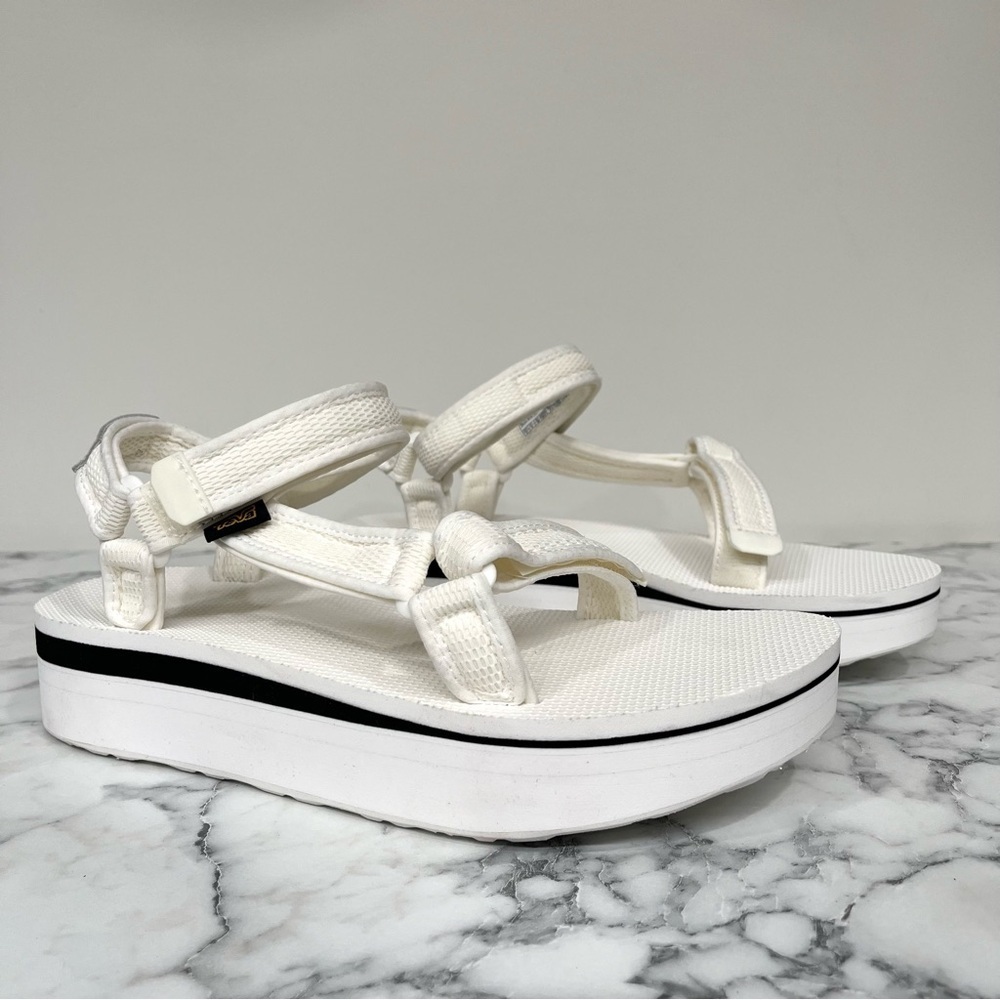 NWOT Teva Women's Mesh Flatform Velcro Platform Sandals in White Size 11 - Picture 2 of 16